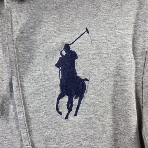 Polo Ralph Lauren Quarter Zip Hoodie Mens Medium Gray Big Pony Logo Spell Out - Picture 3 of 11